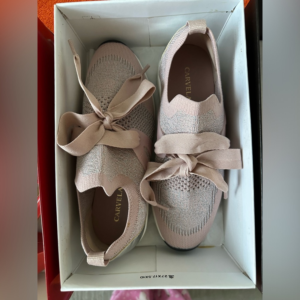 NWOT—Carvela lament knit sneakers, pink, size 6.5 (size 37)